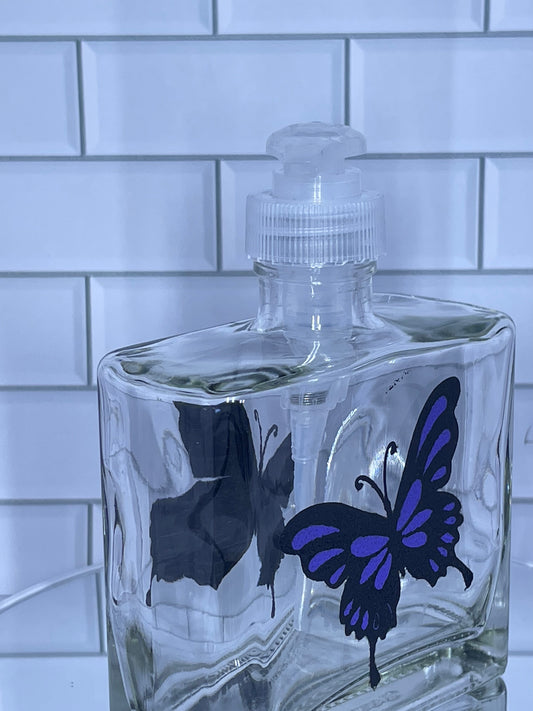 Purple Butterfly soap dispenser hand painted