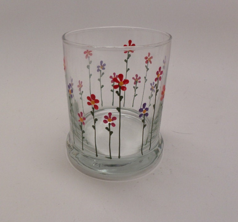 Hand Painted Spring Flower Candle Holder