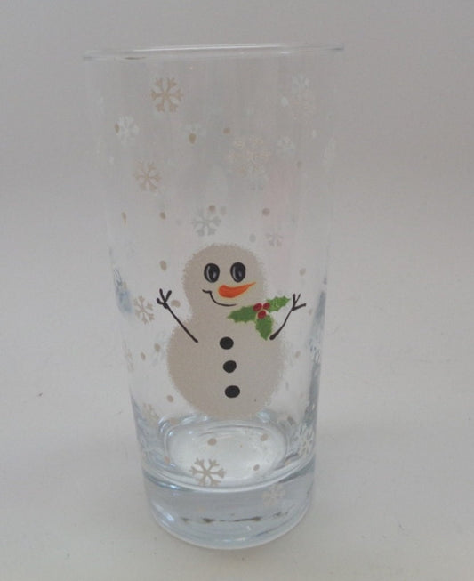 Snowman with holly Glass 14 oz glass Holiday tableware