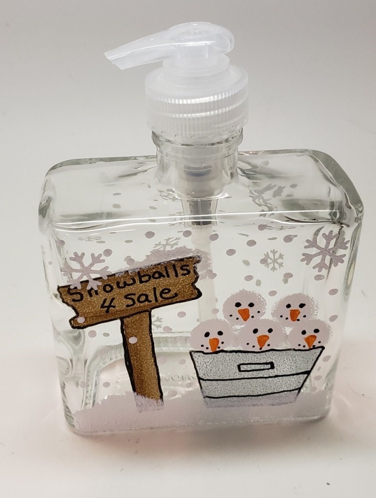 Hand painted Snowball Soap Dispenser