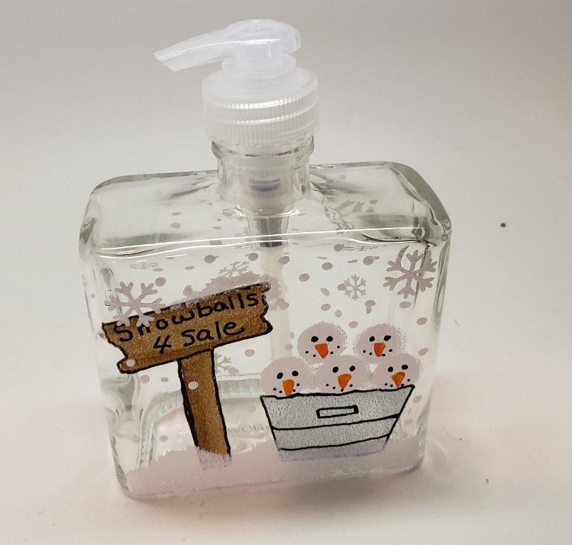 Hand painted Snowball Soap Dispenser