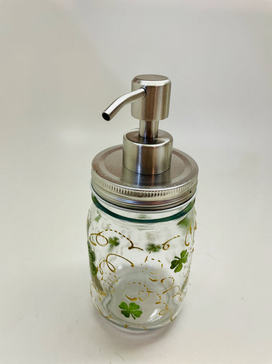 St. Patrick’s Day Mason Jar Soap Dispenser 16 oz dispenser with choice of pump