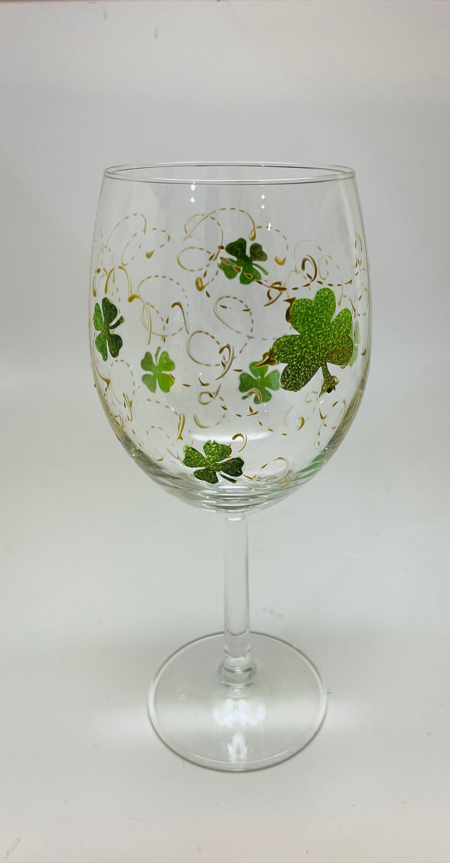 St. Patricks Day Clovers and Gold Swirls hand painted