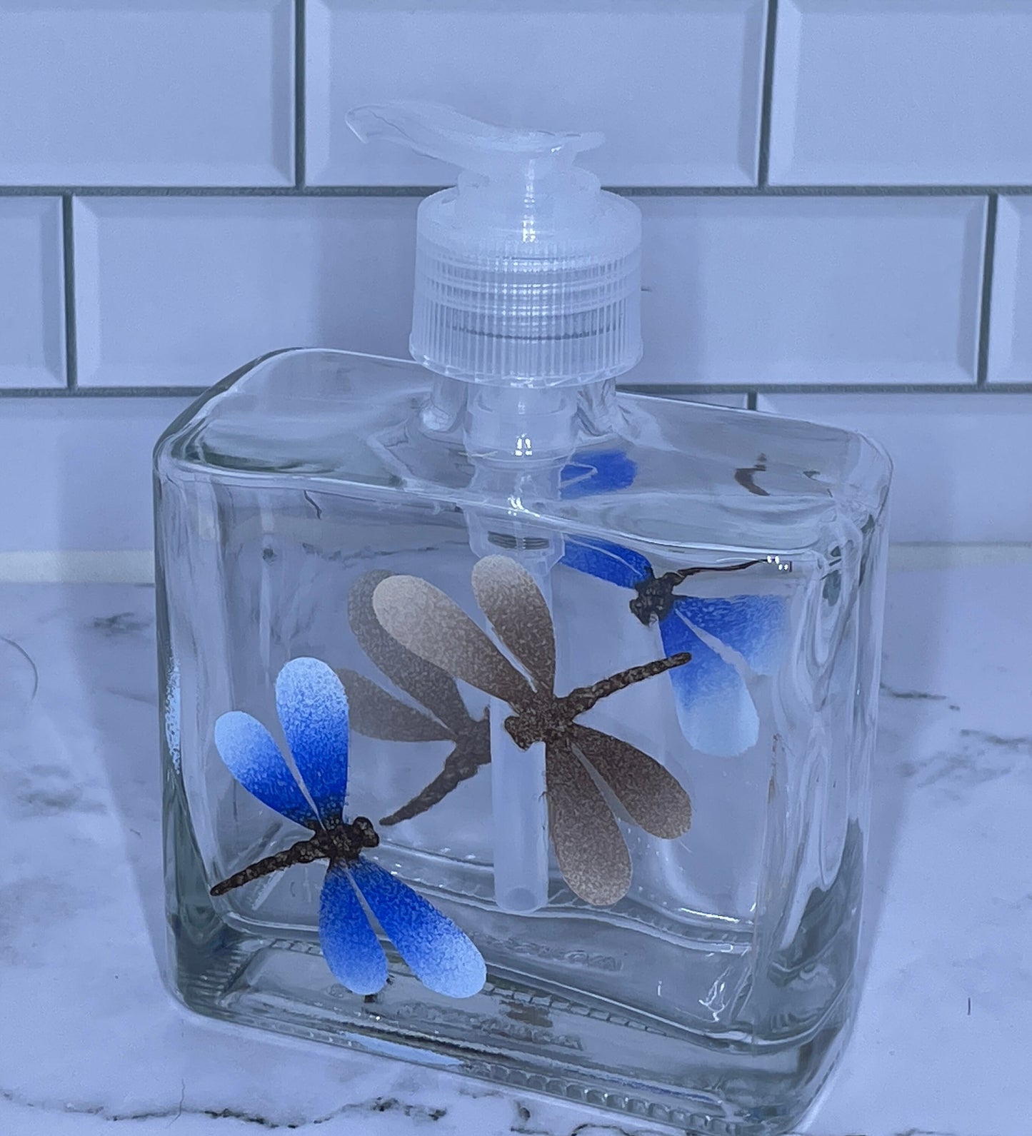 Dragonfly soap or lotion dispenser Hand Painted