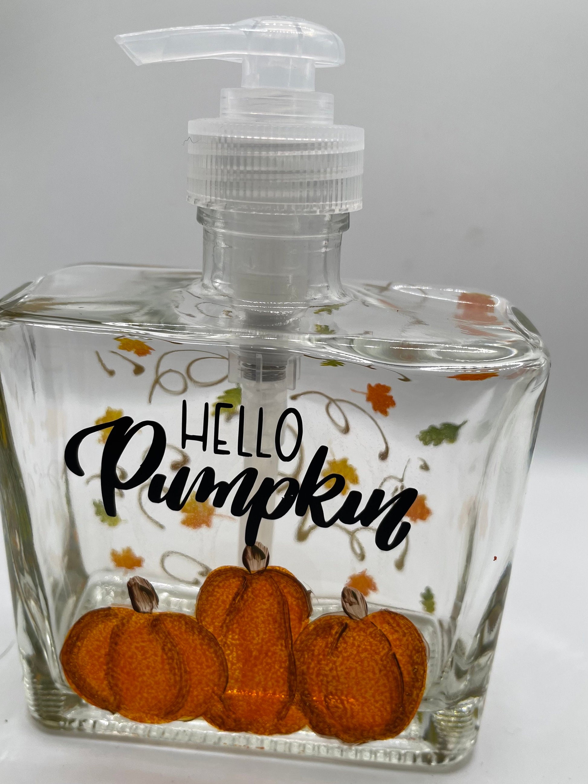 Hand Painted Three Pumpkin Soap or Lotion Dispenser Pumpkin Fall Decor, Kitchen decor, Bath decor, Hello Pumpkin