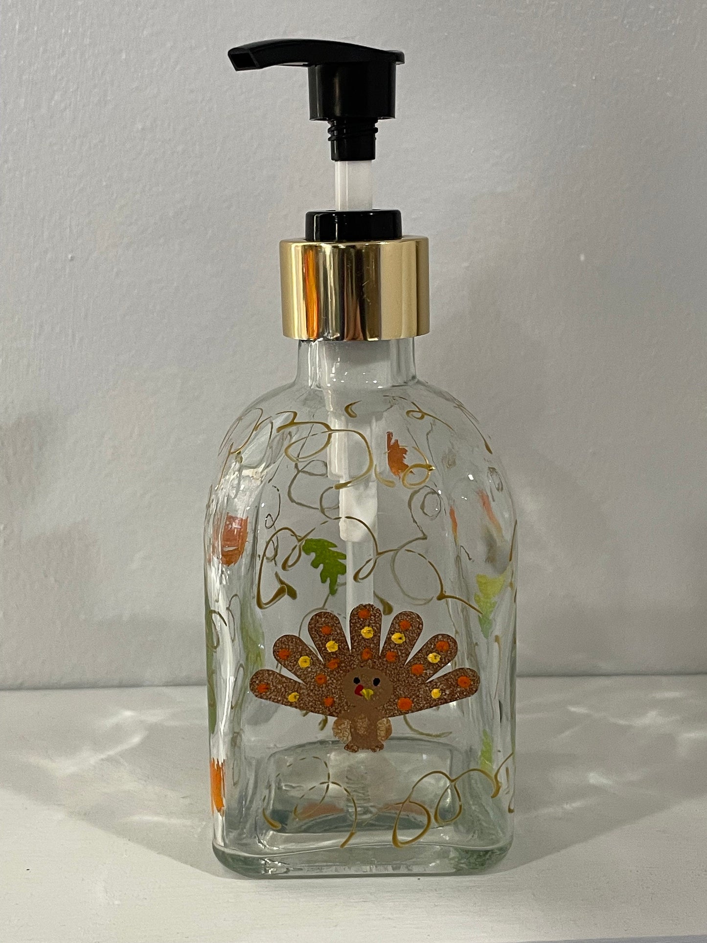 Hand Painted Turkey Soap Dispenser 8 oz Soap or Lotion dispenser