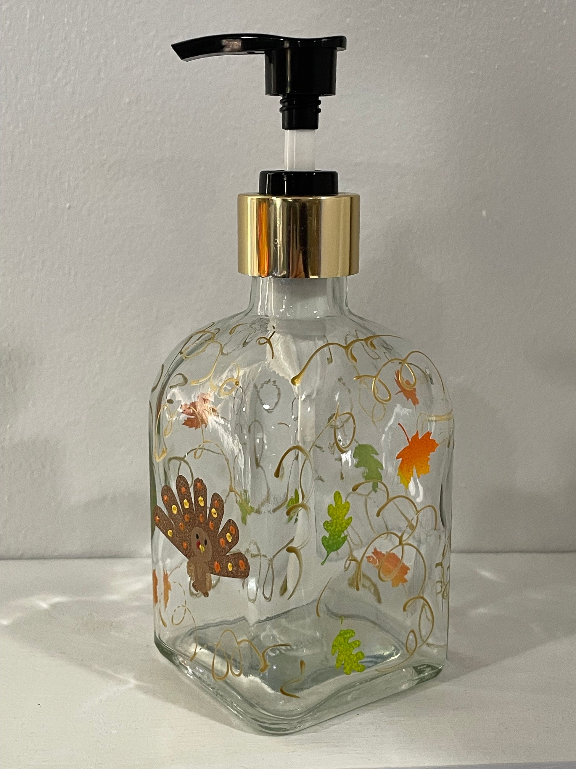 Hand Painted Turkey Soap Dispenser 8 oz Soap or Lotion dispenser