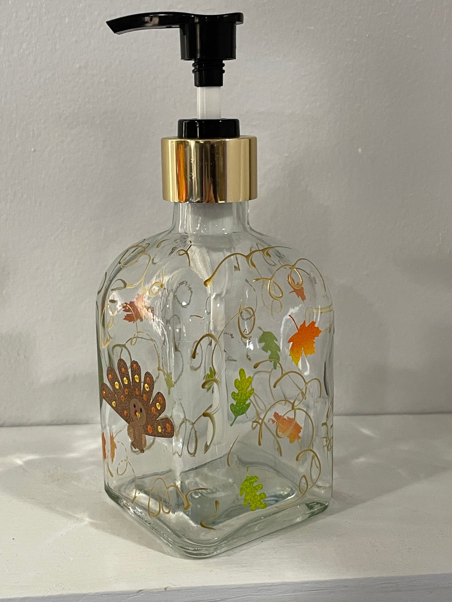 Hand Painted Turkey Soap Dispenser 8 oz Soap or Lotion dispenser