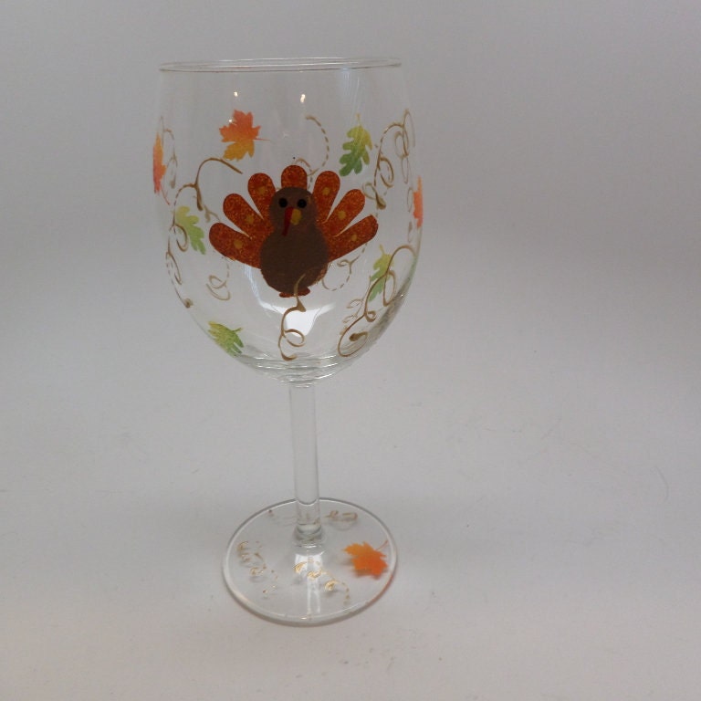 Thanksgiving Turkey Wine Glass Great addition to your fall decor