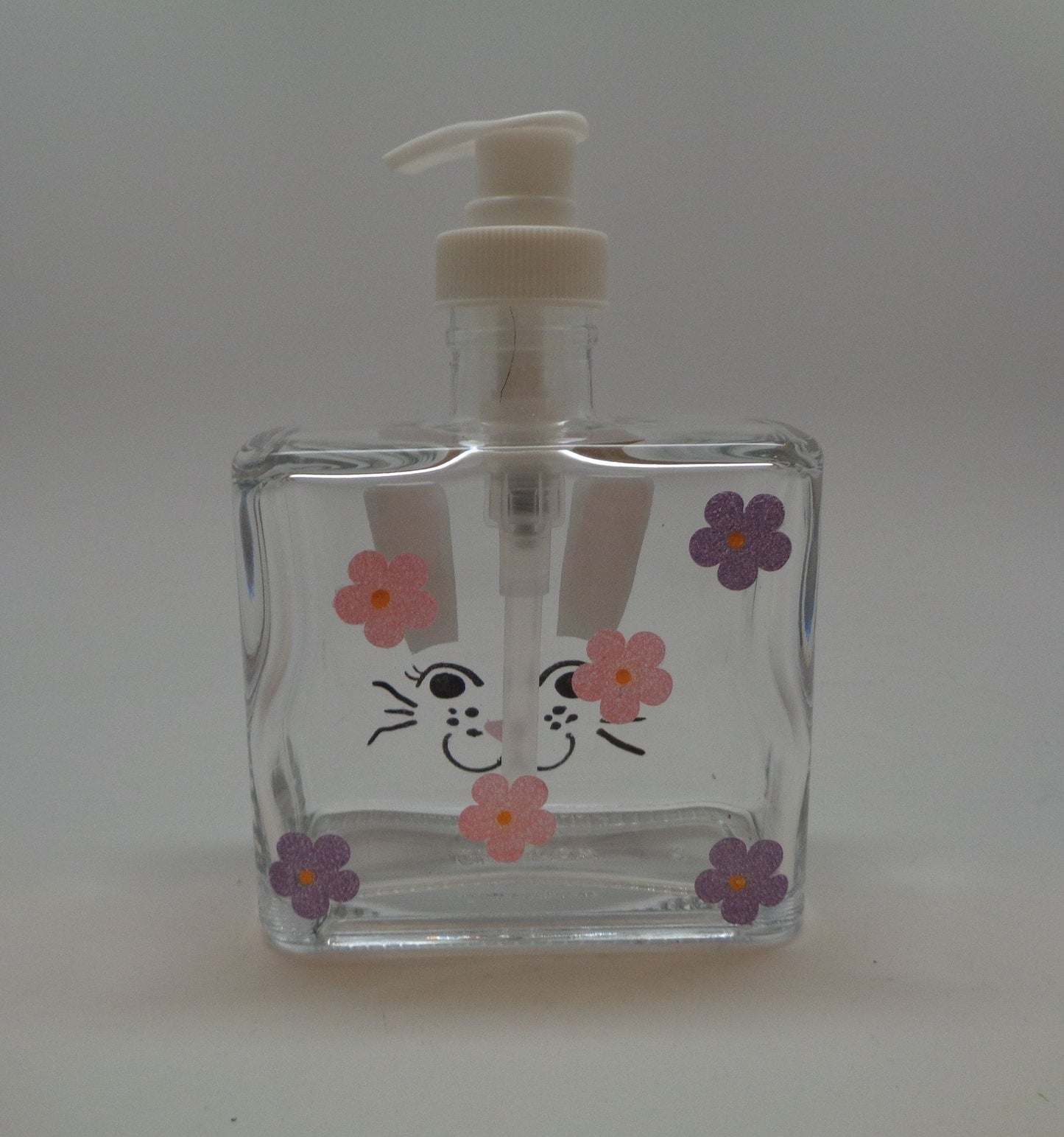Hand Painted Easter Bunny Soap Dispenser with cute bunny face