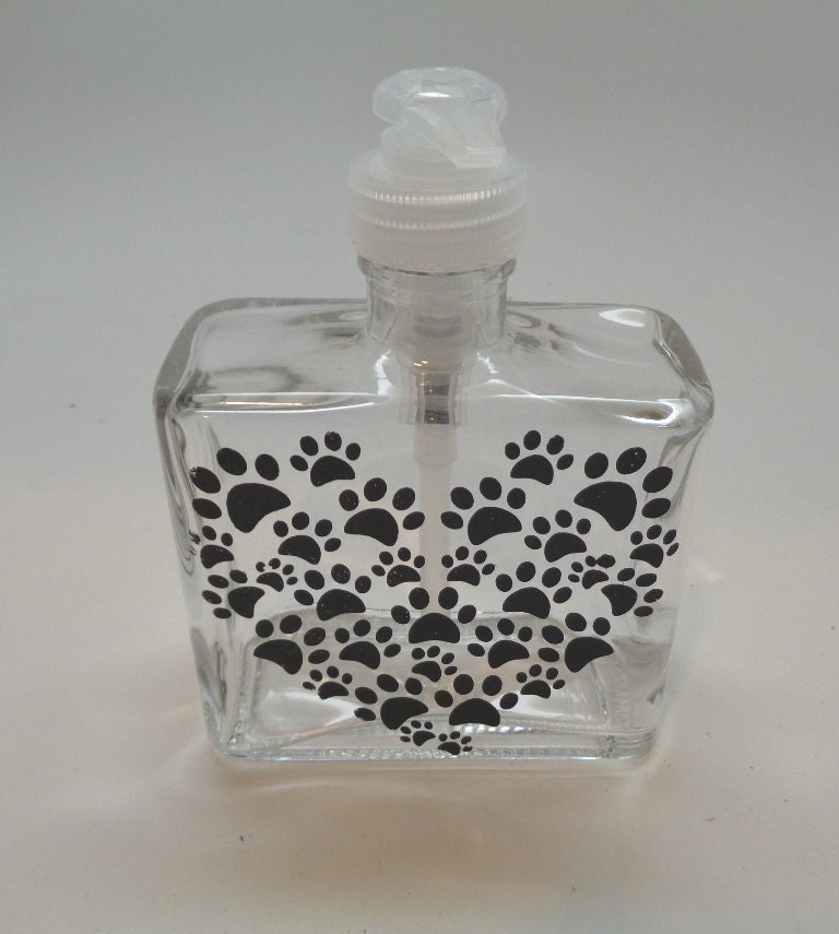 Pet Lover Heart Paw Print Soap or Lotion Dispenser Hand Painted