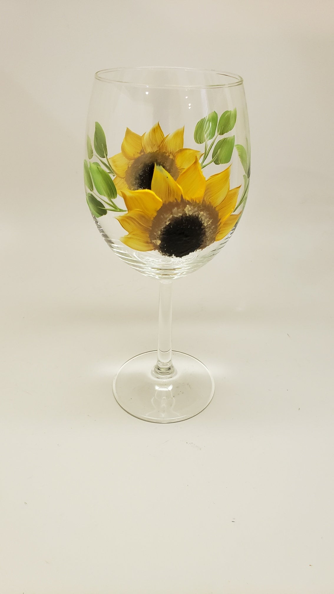 Sunflower wine glass stemmed or stemless hand painted