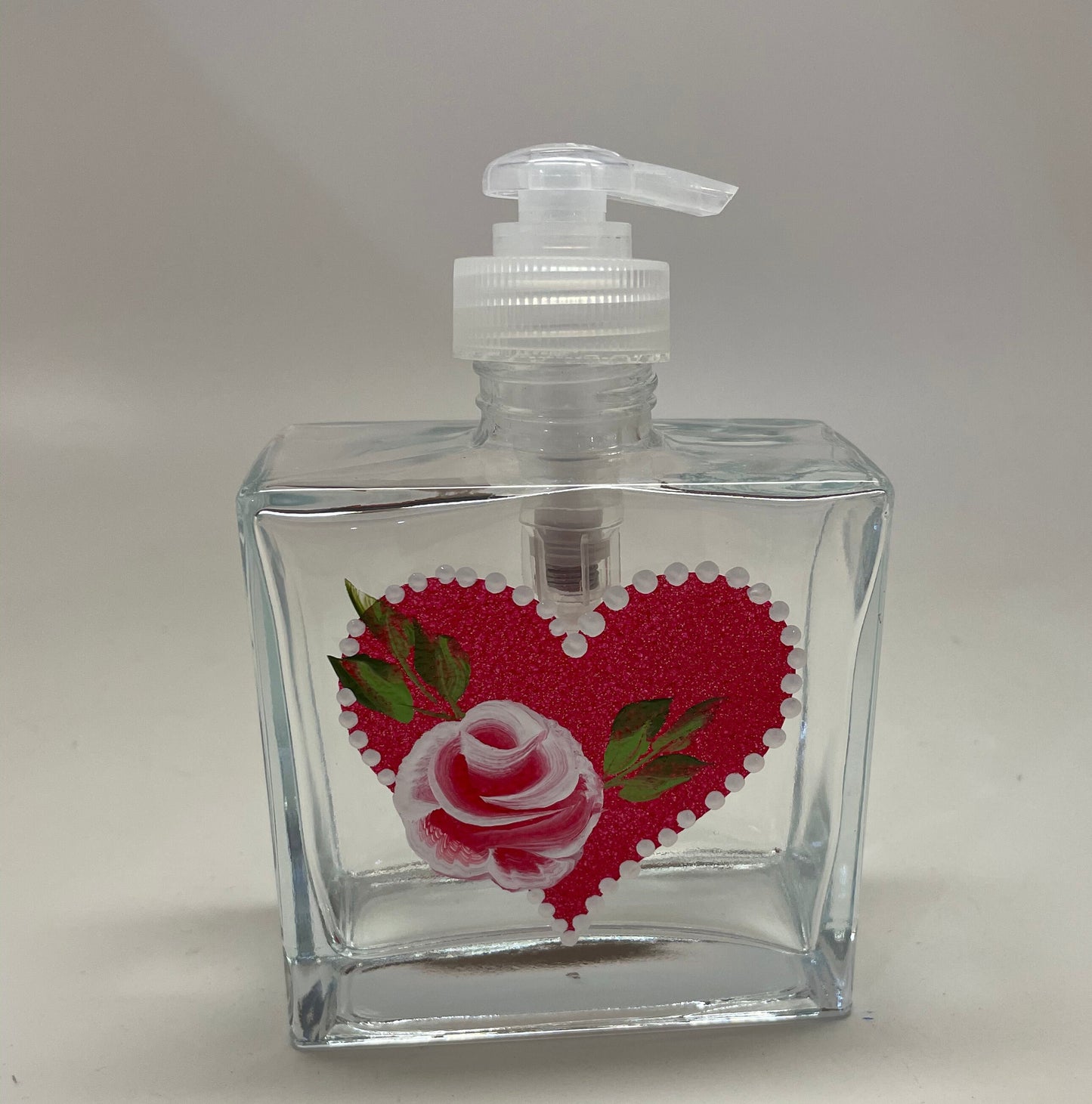 Hand painted Heart with Rose Valentine Dispenser