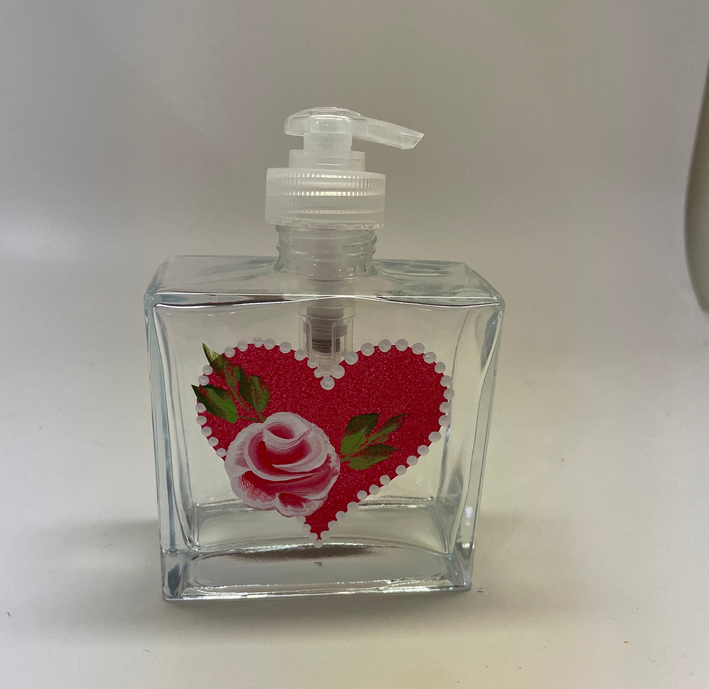 Hand painted Heart with Rose Valentine Dispenser