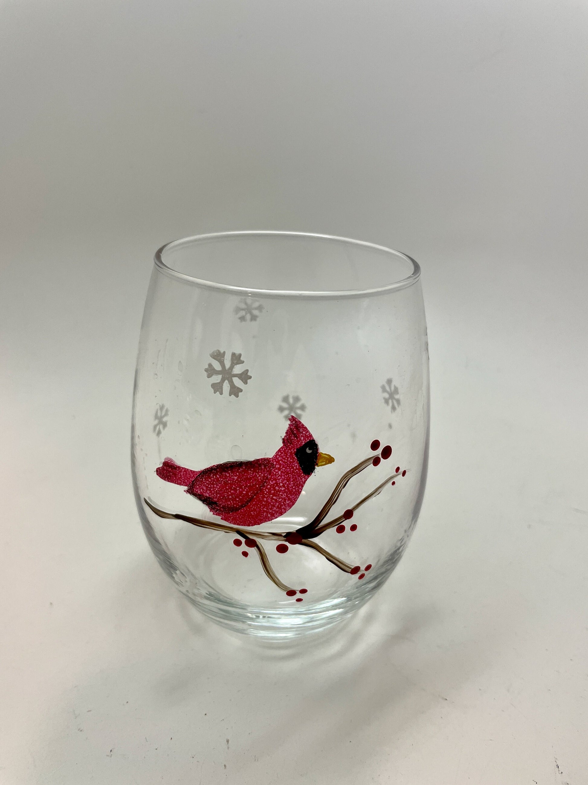 Stemmed Christmas Lights Wine Glasses Set of 2 - Hand Painted Wine