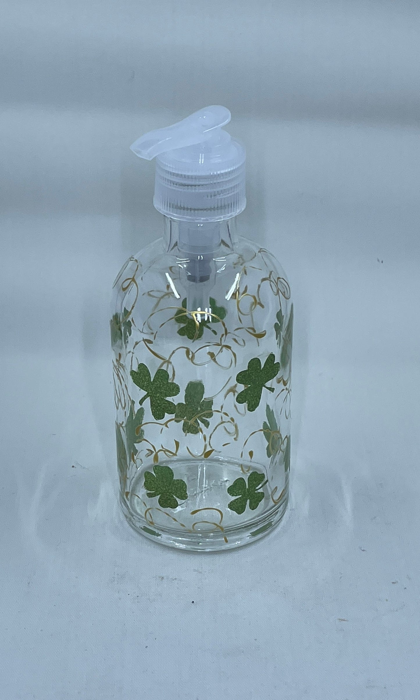 St. Patrick's Day Soap or Lotion Dispenser with Green Clover and Golden Swirls