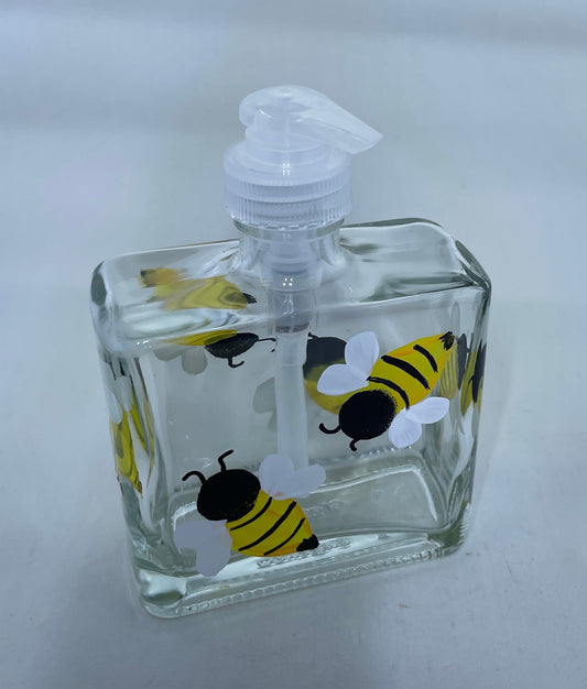 Soap Dispenser with Bees Great for summer kitchen or bath Hand painted