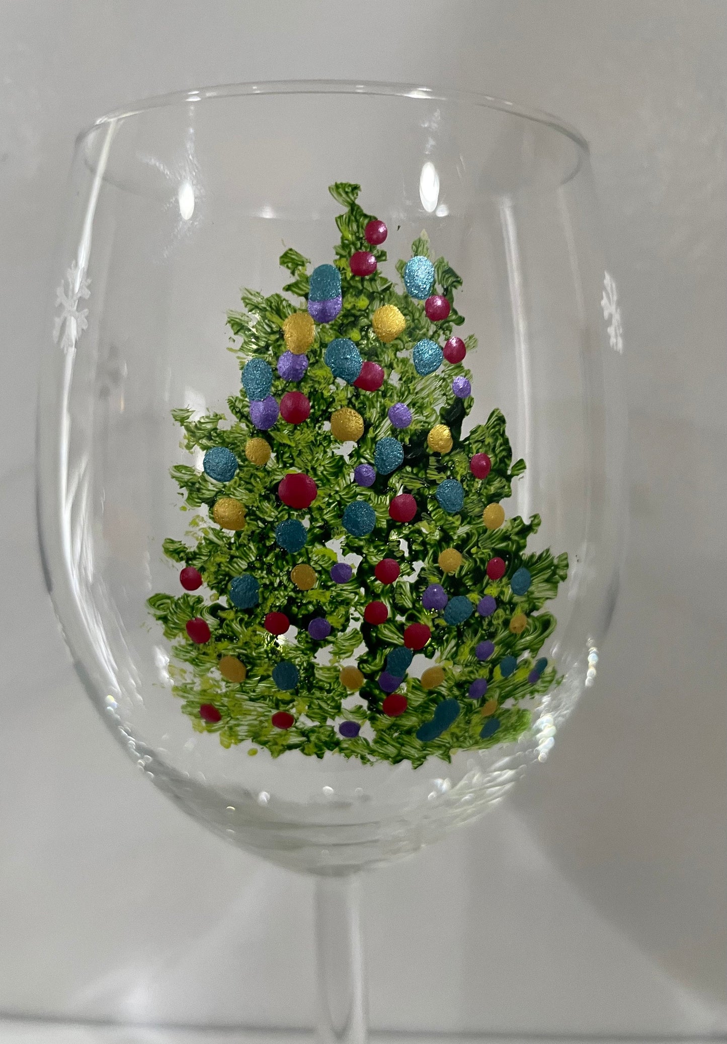 Christmas Tree 15 oz Stemmed Wine Glass Free Personalization.