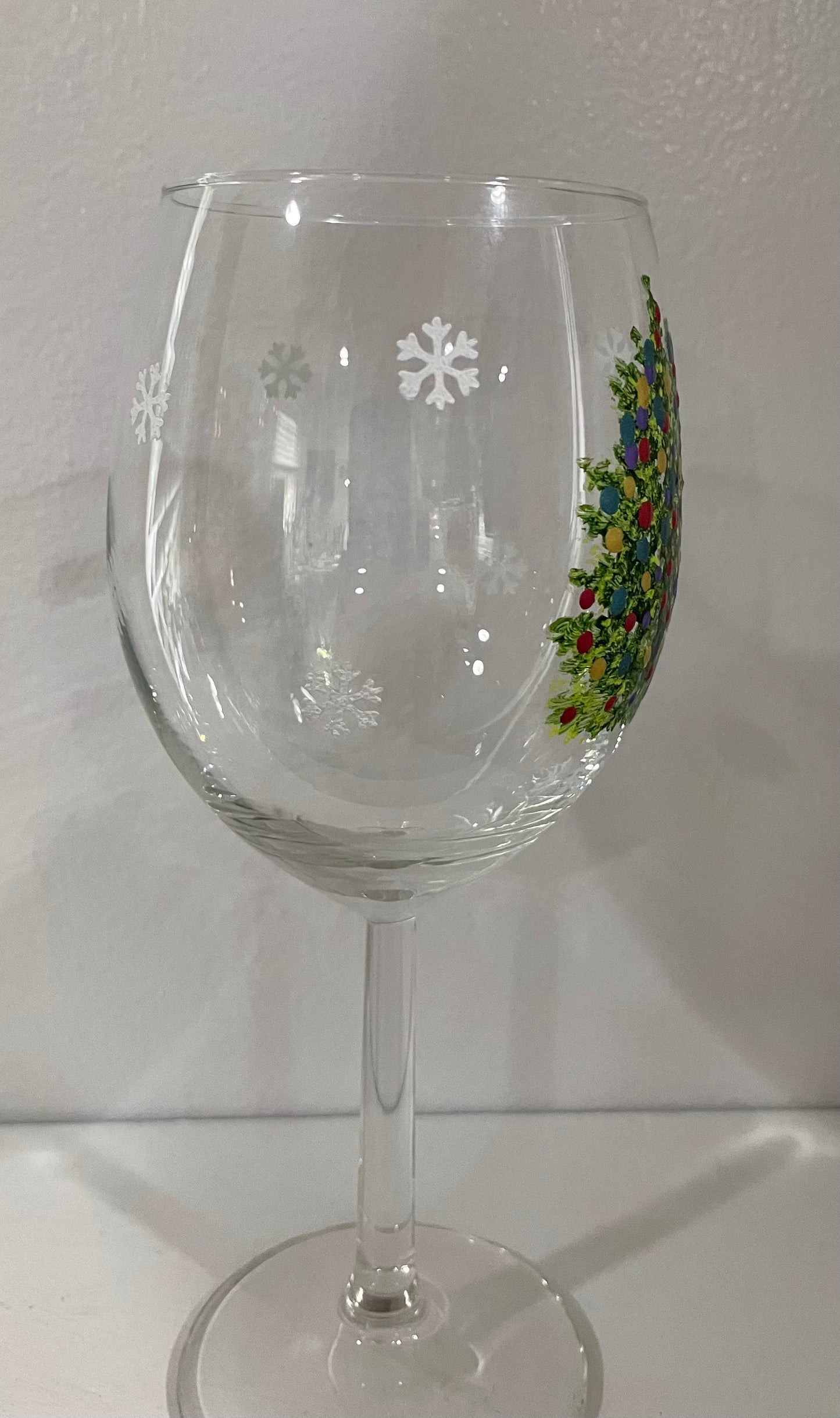 Christmas Tree 15 oz Stemmed Wine Glass Free Personalization.